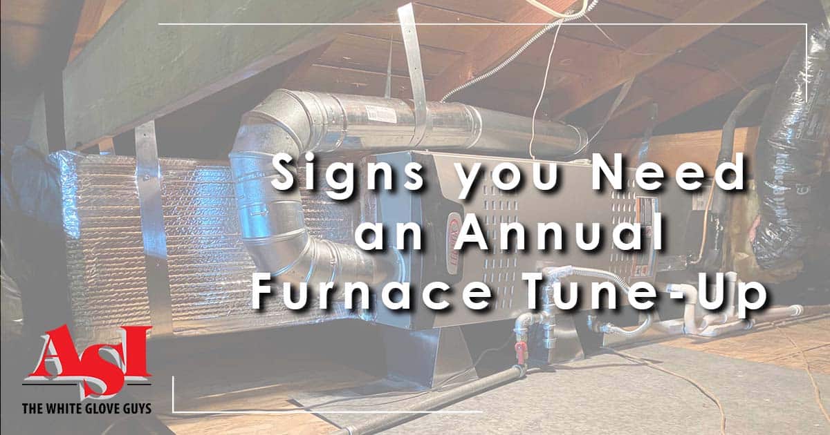 Image: a furnace in an attic, cover image for Signs you Need an Annual Furnace Tune-Up.